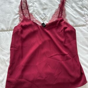 Express NWT Burgundy Lace Trim Cami Top